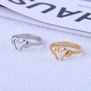 Adjustable gold and silver stainless steel rings with a creative heart gesture design