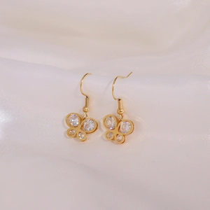 Elegant gold butterfly zircon earrings made of titanium steel with a minimalist hook design