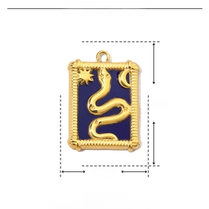 Detail showing 22mm x 15mm dimensions for the stainless steel snake and enamel pendant