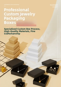 Macro view of cardboard jewelry boxes with soft black sponge inserts for necklaces