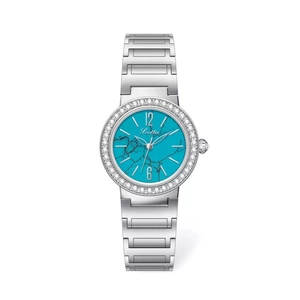 Montre Quartz Pour Femme Cadran Élégant Texture Marbre Lunette Strass Bracelet Acier Inoxydable Étanche Mode