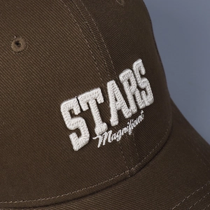 Dark brown structured baseball cap featuring white STARS Magnificent 3D embroidery