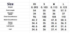 Detailed size chart showing measurements for short sleeve floral chiffon top
