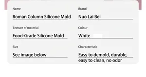 Especificaciones del molde de silicona de columna romana blanca en material alimentario