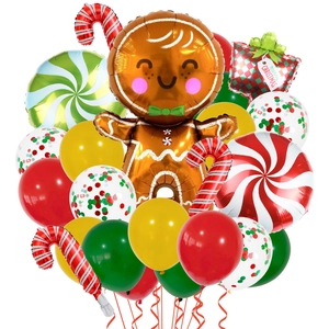 Set de ballons de Noël avec bonhomme en pain d'épice, sucre d'orge et ballons en latex