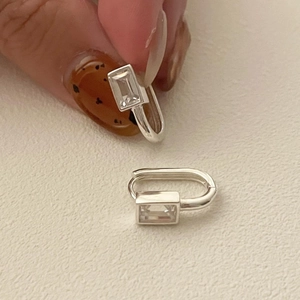 925 Sterling Silver Rectangular Zirconia Drop Earrings Minimalist Geometric Ear Jewelry For Women