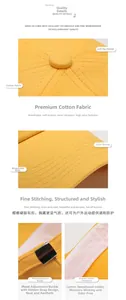Detail view of cotton baseball cap showing metal buckle, soft top and fine stitching