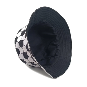 Detail showing the inner lining and reinforced stitching of the soccer bucket hat