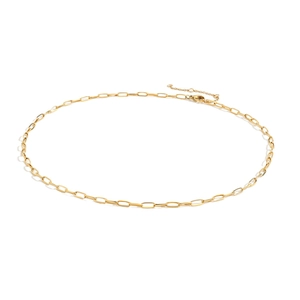 Collier chaîne trombone moderne en acier inoxydable doré avec fermoir mousqueton