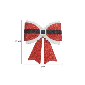 Christmas glitter bow hair clip with red and black sequins for kids holiday hair decor