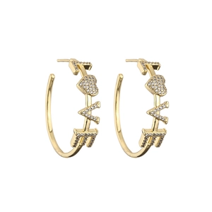 Fashion Hoop Earrings Copper Cubic Zirconia Evil Eye LOVE Heart Jewelry For Women Elegant Trendy Accessories