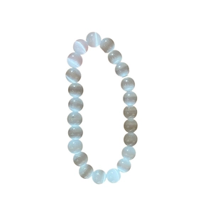 Elegant cat eye stone beaded bracelet with light blue translucent beads for women