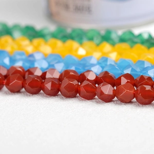 Faceted natural stone beads in vibrant colors for DIY jewelry and bracelets