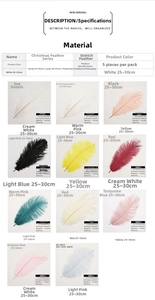 Macro display of 25-35cm natural ostrich feathers in various colors for DIY floral decor