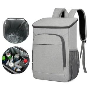 Large capacity gray insulated backpack for outdoor picnic and camping leakproof cooler bag