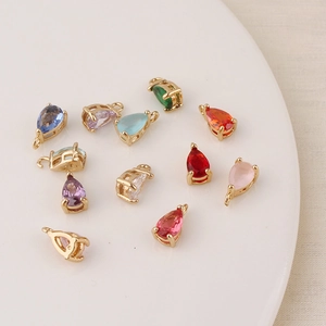 Water drop zircon pendants in various colors with gold plated metal base for DIY jewelry