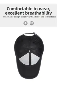 Detail view showing breathable mesh interior and neat stitching of the black baseball cap