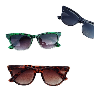 Three pairs of square fashion sunglasses in black and tortoiseshell with gradient lenses