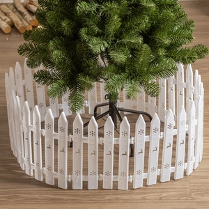 30cm white hollow Christmas tree fence with reindeer and snowflake patterns for decor