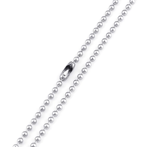 Collana a catena con sfere in acciaio inossidabile argento con chiusura a moschettone