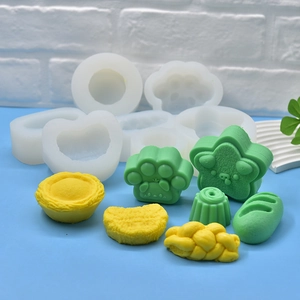 Silicone molds set for cat paw and dessert shapes for soap candle and baking crafts