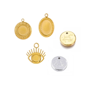 Stainless Steel Charms Pendants DIY Jewelry Making Findings Eye Round Star Constellation Shapes For Necklaces Bracelets