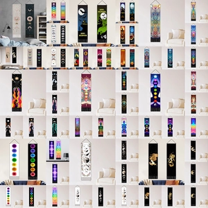 Collage of mermaid moon and Halloween themed wall tapestries with tassels in home decor