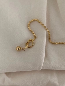 18K gold plated 925 sterling silver beaded bracelet with unique knot heart charm design