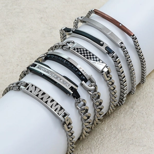 Men Stainless Steel Bracelet Curb Cuban Chain With Cubic Zirconia Hip Hop Punk Minimalist Fashion Jewelry For Couples
