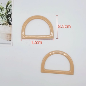 DIY Resin D-shaped handbag handles in light brown, 12cm width for woven bag accessories