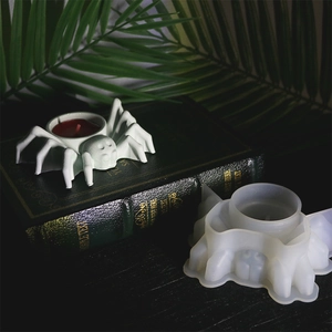 Spider shaped silicone resin mold for Halloween candle holder DIY craft projects