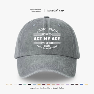 Washed Cotton Baseball Cap Humor Slogan Act My Age Retro Adjustable Dad Hat For Men Women Casual Sun Protection