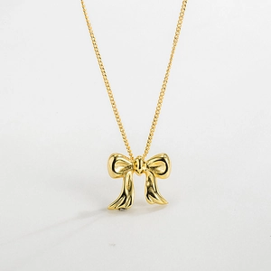 Elegante Collar Con Lazo De Cobre Bañado En Oro Cadena De Clavícula Delicada Minimalista Joyería Versátil Para Mujer Diario