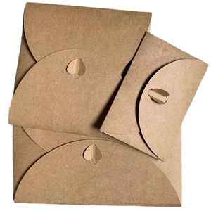 Vintage kraft paper envelopes with creative heart buckle closure in various sizes