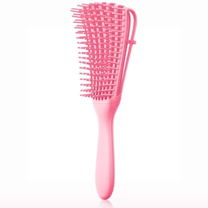 Professional pink detangling massage hairbrush with ergonomic handle and adjustable vented design