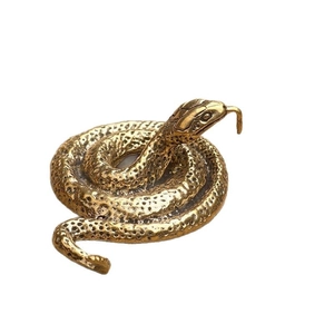 Vintage solid copper snake figurine with intricate scale texture for tea ceremony decor