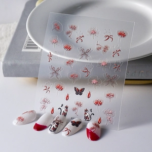 5D Embossed Nail Stickers Waterproof Self Adhesive 3D Floral Butterfly Fox Design Manicure DIY Decoration Women