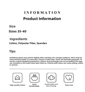 Detailed size and fabric composition info for cotton crew socks with frill edges