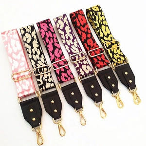 Adjustable 5cm wide leopard print nylon bag straps with gold rivets in six colors