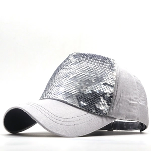 Silver sequin baseball cap for men and women with reflective metallic sun protection fabric