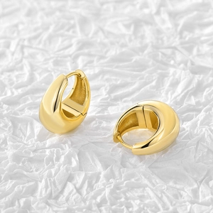 Minimalist gold plated chunky teardrop hoop earrings with polished mirror finish