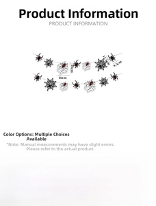 Size specifications for Halloween paper banner with spider and web dimensions info