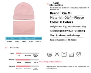 Größentabelle und Spezifikationen für Kinder Fleece Mütze und Schal Set in Rosa