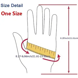 Size chart for Y2K style cashmere gloves showing palm length and circumference measurements