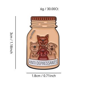 Detaillierte Größenansicht der Hunde-Emaille-Pin im Glas mit 3cm x 1,8cm und 6g