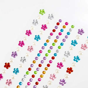 Autocollants 3D en cristal étincelant avec strass colorés en forme de cœur et fleur