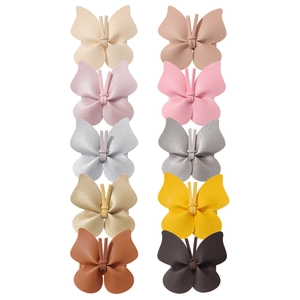 Butterfly Hair Clips Faux Leather Lychee Texture Alligator Pins Headwear Accessories For Girls Kids Toddlers Handmade