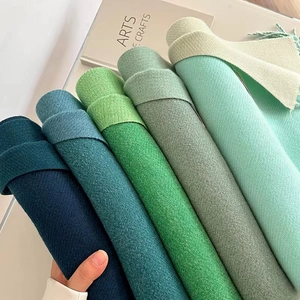 Detailed view of the soft woven texture and blue-green gradient fabric of the scarf
