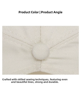 Detailed close-up showing reinforced stitching and premium top button on the beige cap