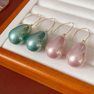 French Vintage Teardrop Artificial Pearl Dangle Earrings With Silver Earring Post Gold Plated Copper Waterdrop Jewelry For Women